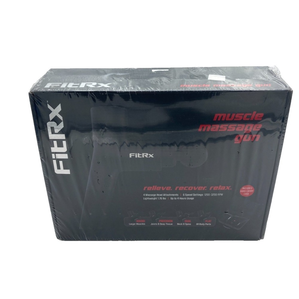 FitRx Muscle Massage Gun 4‎ Attachments w/ Case USB Charger Portable Black